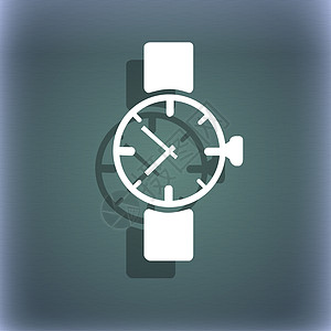 图标符号 在蓝色绿色的抽象背景上 有阴影和文字空间 a收藏测量小时速度手表按钮界面技术插图跑表图片