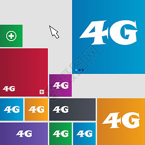 4G 符号图标 移动电信技术符号 一组彩色按钮插图电话边界徽章互联网数据框架令牌标准质量背景图片
