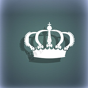 蓝色绿色抽象背景上的王冠图标符号 带有文字的阴影和空格皇帝班级加冕权威军旗帽子珠宝遗产典礼夹子图片