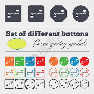 贝塞尔曲线图标符号 许多多彩 多样 高质量的按钮背景图片