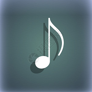 蓝绿色抽象背景上的音符 音乐 铃声图标符号 带有文本的阴影和空间制作者旋律笔记记录互联网乐器歌曲插图娱乐软件图片