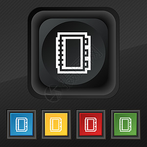 书状图标符号 在黑色纹理上为您设计一套五色 时髦的按钮字典阅读作者书店出版物网络全书收藏教育文学图片