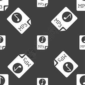 音频 MP3 文件图标符号 灰色背景上的无缝模式互联网音乐表格电脑用户黑色文件夹网络界面文档图片
