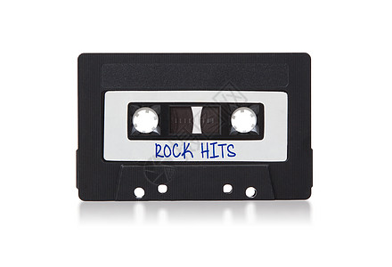 白色背景上隔绝的古老录音磁带记录贮存立体声音响录音机音乐岩石数据塑料技术图片