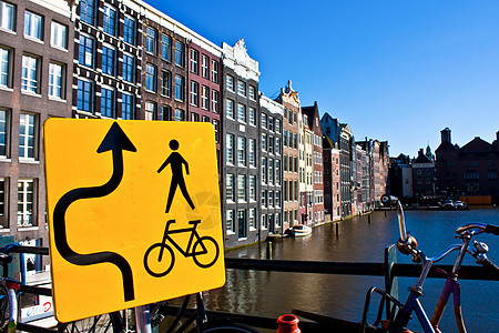 阿姆斯特丹视图旅行建筑学房屋旅游山墙城市自行车游客房子图片