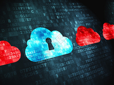 云计算概念云与数字背景上的锁孔计算网站软件钥匙屏幕网络技术安全红色数据图片