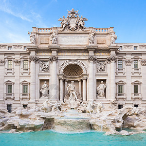 意大利罗马的特雷维不老泉历史柱子历史性建筑海王星喷泉观光艺术纪念碑旅行图片