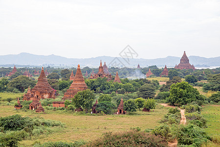 缅甸巴甘古老的寺庙场地佛塔旅游崇拜日落纪念碑旅行精神宝塔王国图片