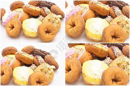 各种新鲜烤甜甜甜甜圈冰镇控制板油炸商品甜点育肥圆圈食物蛋糕糖果图片