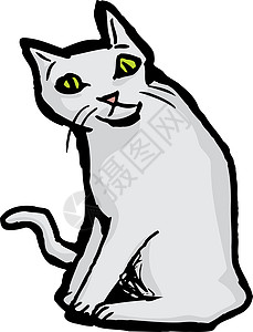 猫手绘白上刻画猫背景