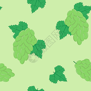 白葡萄群在浅绿色背景上的无缝型样板Name图片