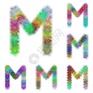 快乐的多彩分形字体集 - 字母 M图片