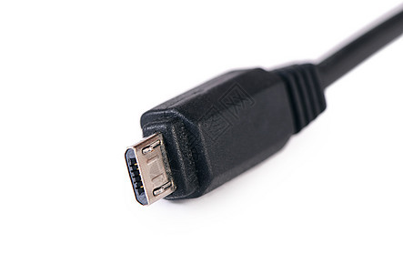 在白色上隔离的 USB 电缆插头电话技术音频网络港口硬件力量外设电脑绳索图片