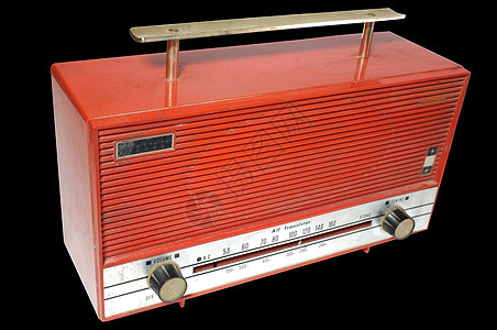 上个世纪的回射无线电收音机扬声器娱乐音乐体积古董数字频率技术橙子播送图片
