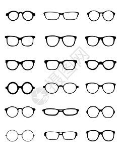 不同眼镜框架健康白色插图艺术圆形镜片药品医疗黑色图片