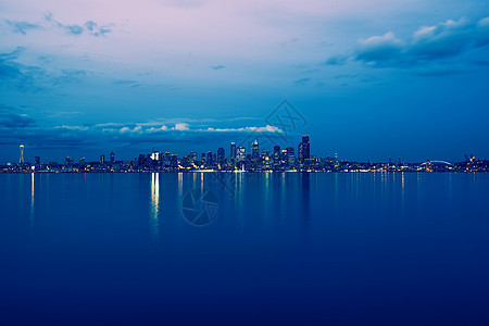 西雅图天线全景建筑天际建筑物水平海洋海岸远景支撑蓝色风景图片