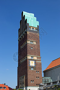 达姆施塔特的婚礼塔吸引力蓝色天空新艺术艺术地标艺术家地方殖民地建筑学图片