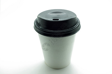白纸咖啡杯 黑塑料盖食物咖啡店玻璃工艺塑料液体早餐产品持有者纸板图片