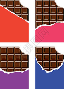 巧克力条的矢量收集巧克力营养食物糖果甜点收藏饮食可可美食插图背景图片