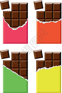 巧克力条的矢量收集乐趣甜点饮食牛奶挫败营养美食可可巧克力食物背景图片