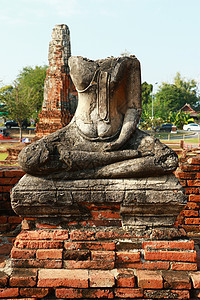 泰国的Ayutthaya 历史公园中的佛教寺庙原住民纪念碑统治建筑物雕塑旅游盛世古董艺术岩石图片