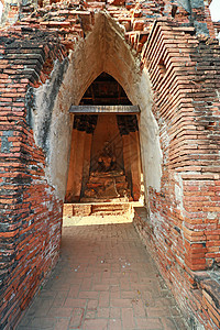 是泰国Ayutthaya历史公园的一座佛教寺庙旅游蓝色原住民氛围古董国家建筑物建筑学统治材料图片