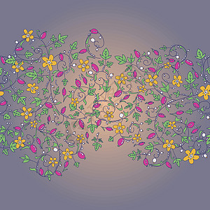 带浆果的无缝花卉纹理墙纸艺术插图小檗装饰品枝条文化叶子绘画植物图片
