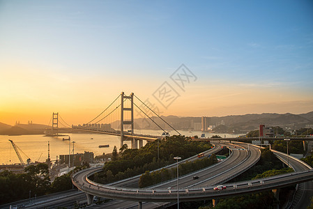 香港大桥 是香港美丽的清马大桥旅行蓝色天空交通速度辉光场景地标城市市中心图片