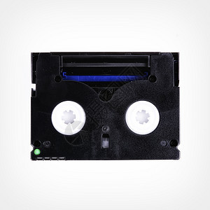 白色背景的摄像头卡盒录像带磁带记录相机录像机贮存电影视频技术塑料图片