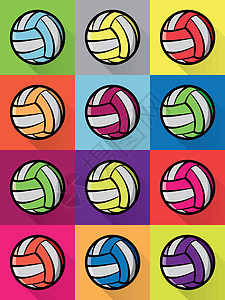 色彩多彩的排球图标背景说明图片