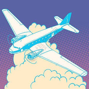 云层老旧回程旅行航班中的飞机卡通片旅游漫画天空金融飞行员航程艺术背景家电图片