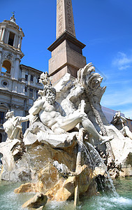 伯尼尼尼的不老泉宙斯 意大利罗马纳沃纳广场方尖碑雕像男人胡须肌肉地标艺术雕塑建筑学上帝图片