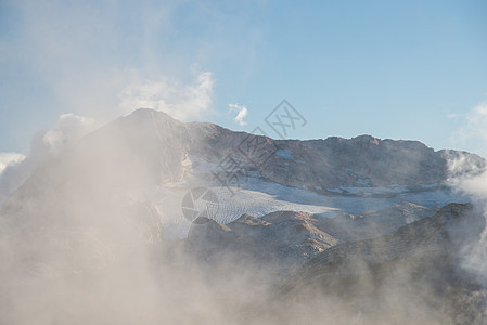 美丽的山地风景路线冰川宽慰山脉石头全景植物群植被旅行爬坡图片