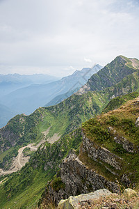 美丽的山地风景山脉旅游旅行天空石头植物群生物圈岩石植被全景图片