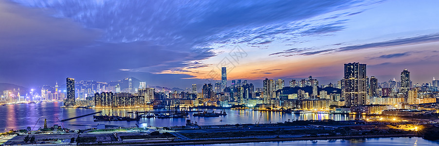 香港夜景香港市日落全景爬坡地标办公室旅行旅游建筑物金融景观摩天大楼背景