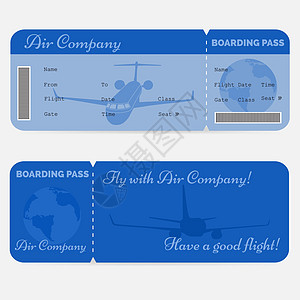 飞机登机牌的变换方式 白背景隔开的蓝票背景图片