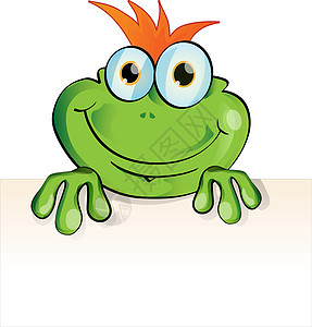 带招牌的有趣青蛙蝾螈水陆绿色故事两栖绘画卡通片树蛙动物白色图片