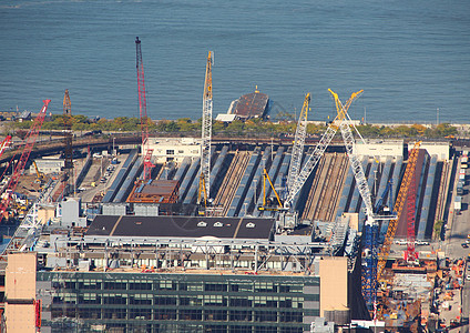 赫德森河空中视角的天桥建筑场地(Hudson河)图片