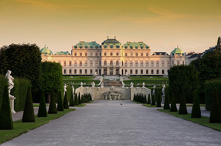 奥地利维也纳Belvederere巴洛克城堡花园博物馆艺术风景旅行纪念碑历史花朵假期历史性图片