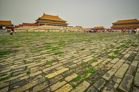 中国北京紫禁城市地标皇帝寺庙天堂日落游客博物馆走廊城市历史图片