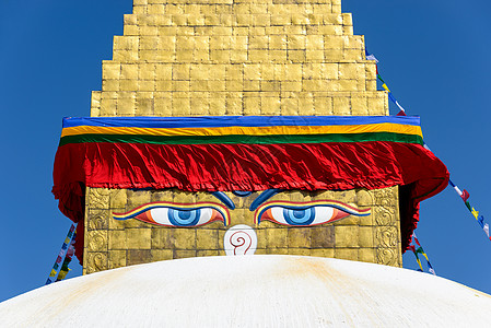 加德满都的建筑学祷告文化晴天眼睛旅行信仰蓝色地标佛教徒图片