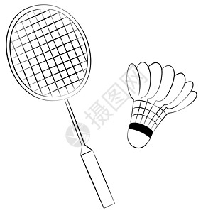 羽毛球竞赛插图黑色球拍运动白色游戏活动背景图片