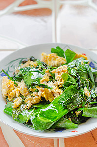 鸡蛋炒煎麦林荷牡蛎麻子午餐蔬菜食物热带营养资源美食绿色图片