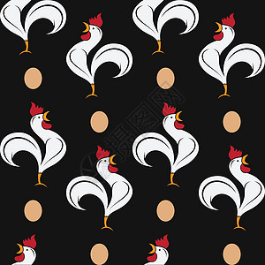 用于织物和装饰的鸡鸟病媒艺术背景设计绘画羽毛插图白色涂鸦脚鸡动物包装纵行卡通片图片