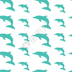 海豚矢量布料和装饰物的背景设计织物蓝色海洋波浪墙纸哺乳动物孩子们插图绘画纺织品图片