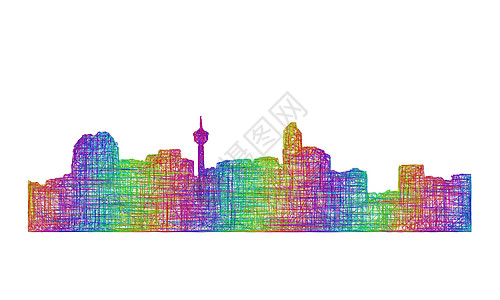 Calgary 天线双光周 - 多颜色线条艺术图片