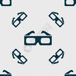 3d 眼镜图标标志 具有几何纹理的无缝模式 韦克托纸板电影反射立体镜娱乐技术乐趣艺术民众立体声图片