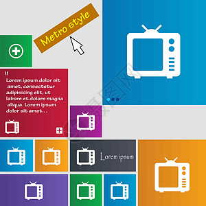旧电视 电视图标符号 buttons 带有光标指针的现代界面网站按钮 矢量图片