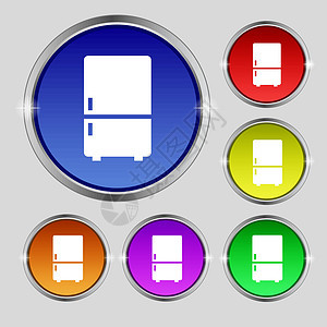 冷冻器图标符号 光亮多彩按钮上的圆形符号 矢量图片