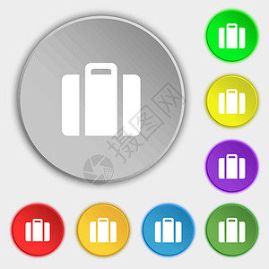 手提箱图标标志 八个平面按钮上的符号 韦克托经理外交官商务旅游文件夹盒子文档旅行办公室行李图片